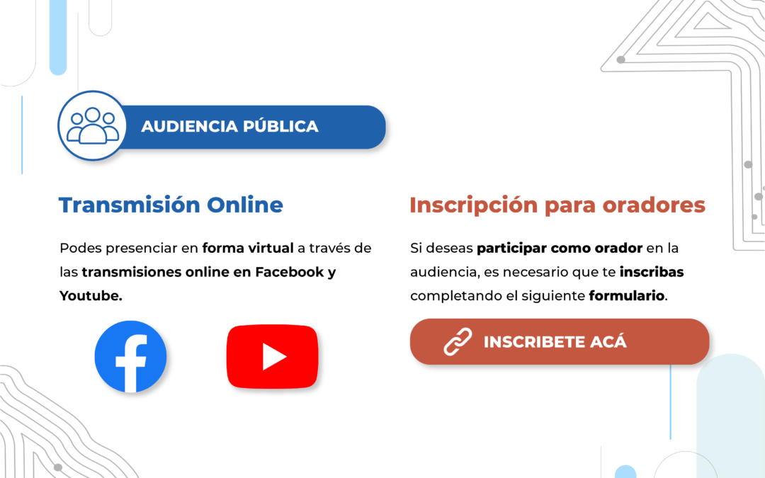 LA AUDIENCIA PÚBLICA SE TRANSMITIRÁ POR YOUTUBE Y FACEBOOK