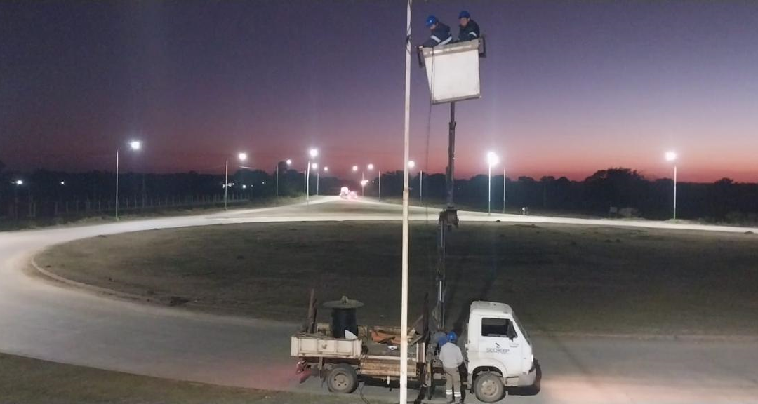 Secheep repuso el alumbrado público en el acceso oeste de San Martín