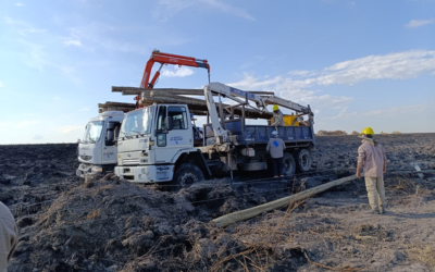 Incendio rural: trabajos para reponer postes y líneas en Basail